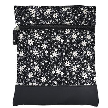 Handtasche Patchwork Crossbag Blume schwarz